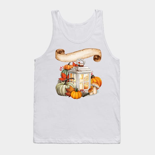 Fall Lantern ,Thanksgiving,Pumpkins,Leaves, Tank Top by Cool Abstract Design